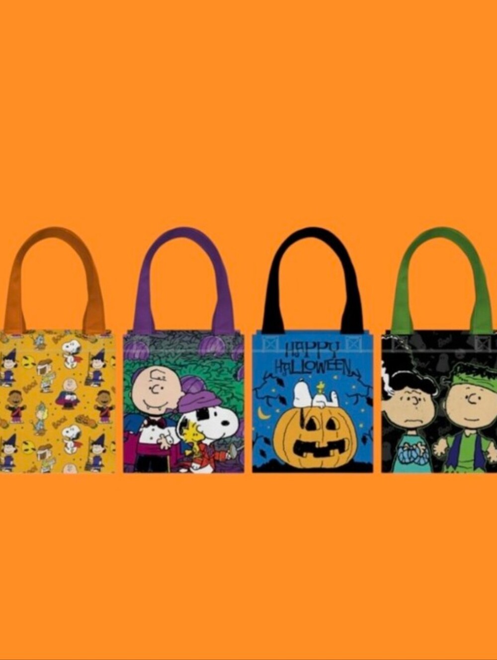 Peanuts Halloween Christmas Snoopy Reusable Mini Tote Bag 4 Pack  NWOT